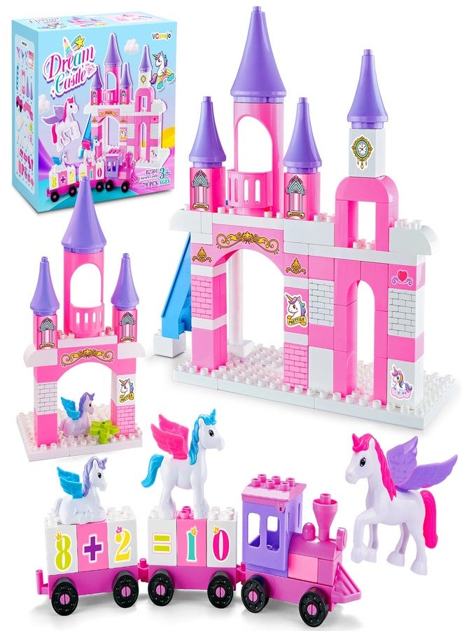 VConejo Classic Building Blocks for Toddlers - Compatible with Major Brands, Unicorn Theme Princess Castle & Number Trains Classic Bricks, Creative Educational Buildable Kits for Girls Boys Ages 3, 4, 5, 6-12 - Image 1